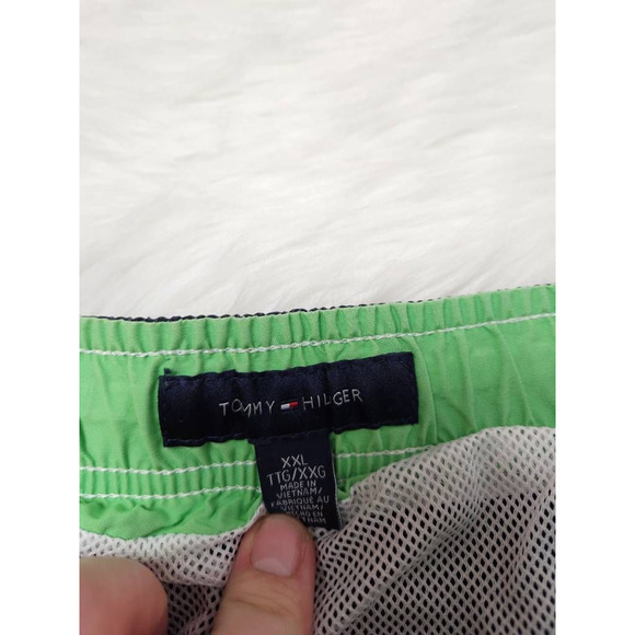 Tommy Hilfiger Mens Trunks Swim Shorts Blue Green Color Block Drawstring XXL - Picture 5 of 6